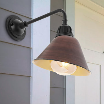Croydon 9.63"  Farmhouse Industrial Indoor/Outdoor Iron LED Gooseneck Arm Outdoor Sconce